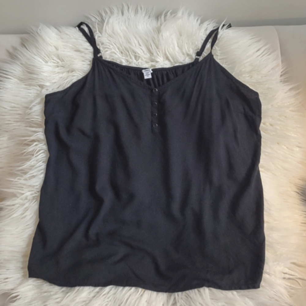 Sonoma Goods Black Button-Front Cami Tank Top Loose Fit 4X